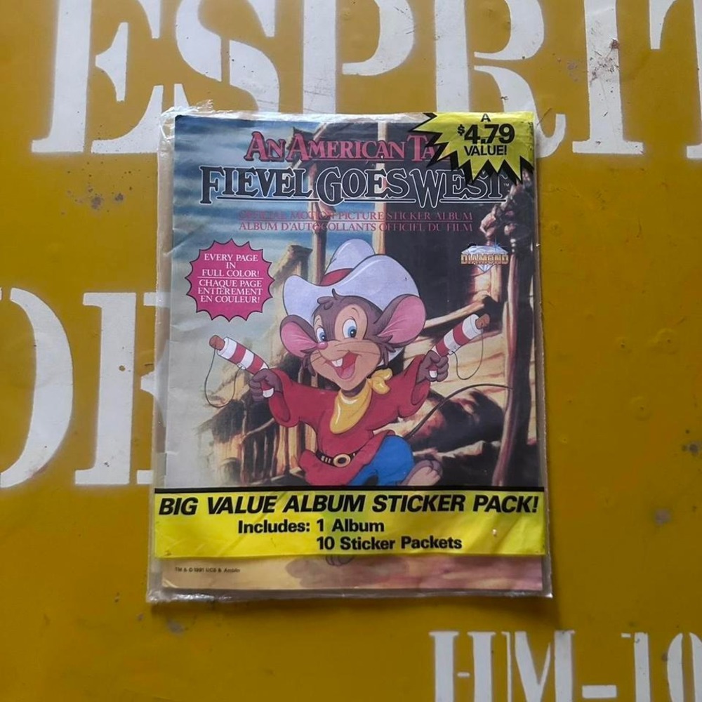 Vintage An American Tail Fievel Goes West Sticker Album Pack 1991‎ Original Pack
